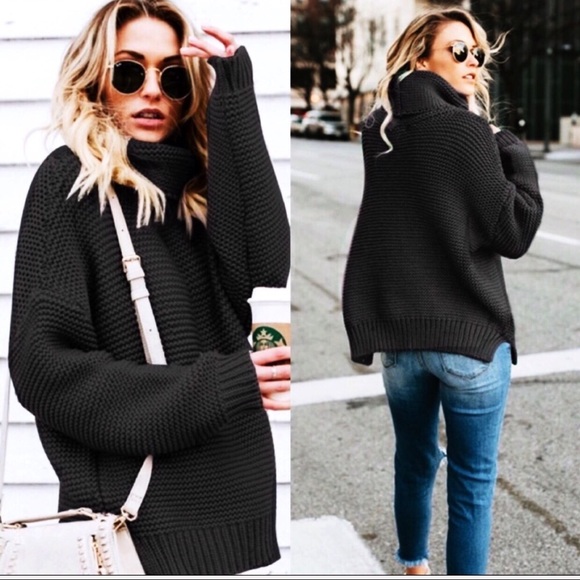 ⭐️LAST ONE ⭐️ Black Chunky knit turtleneck - Picture 3 of 7